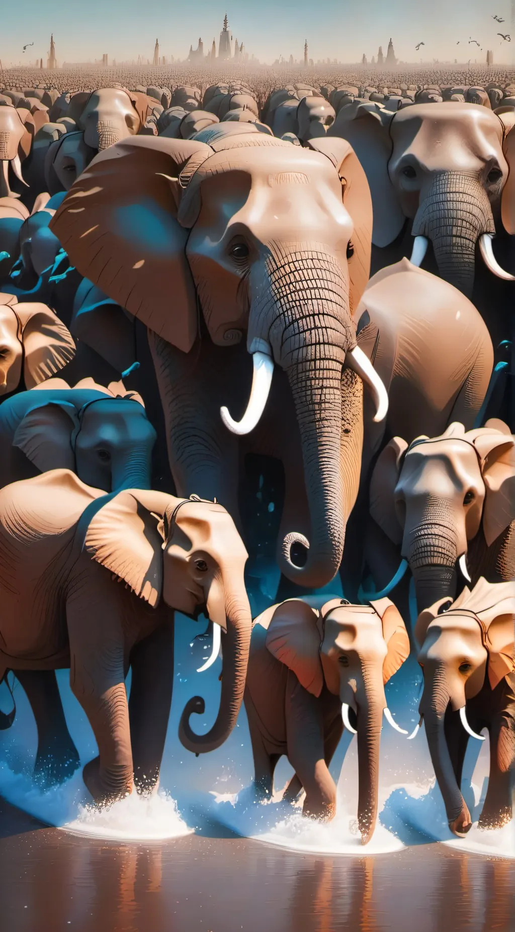 ai character: elephantsrunning background