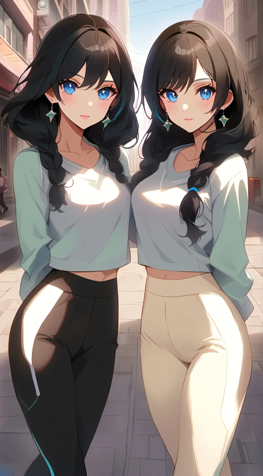 ai character: Sophia and Olivia  background