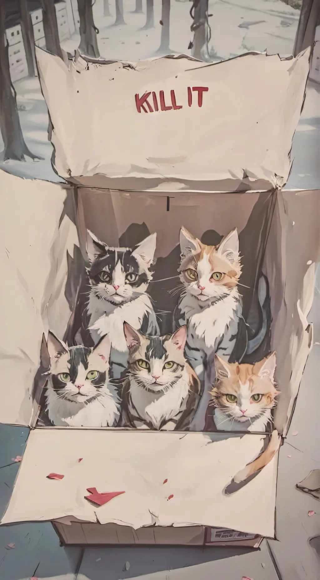 ai character: 5 Kittens background