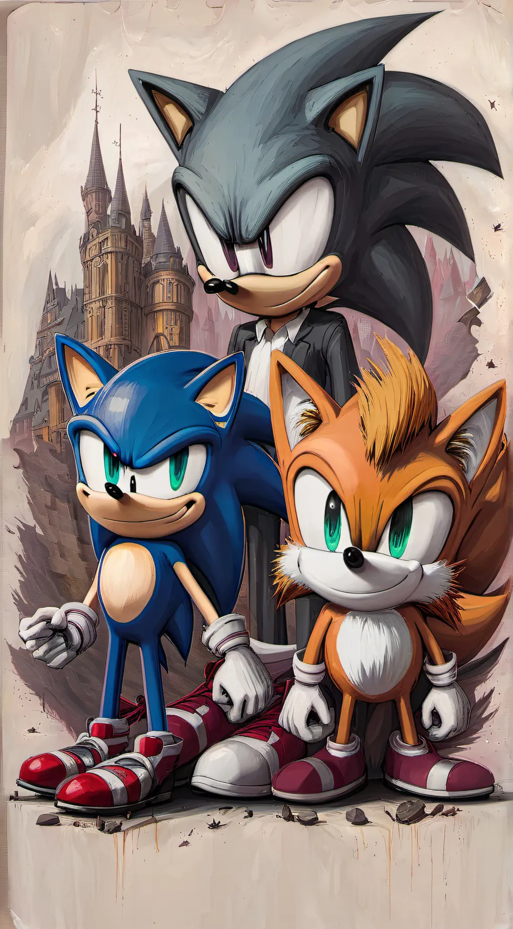 ai character: sonic, tails, amy. background