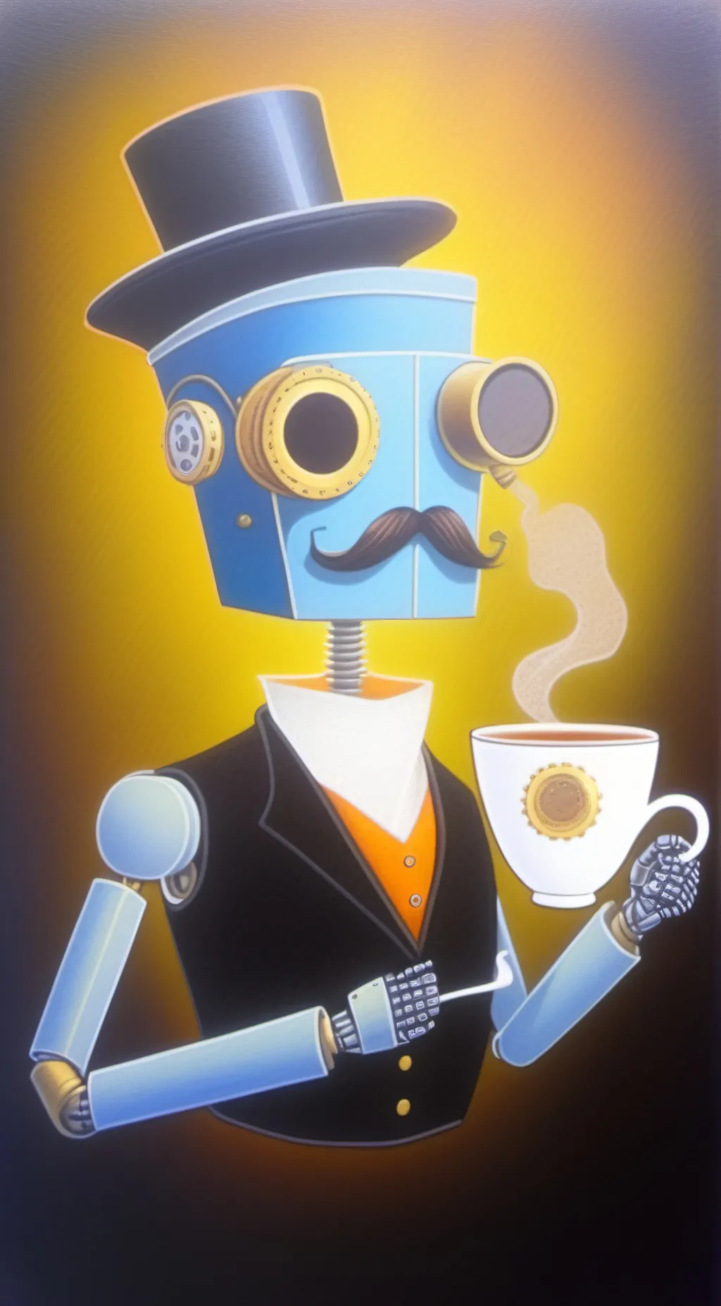 ai character: British robot  background