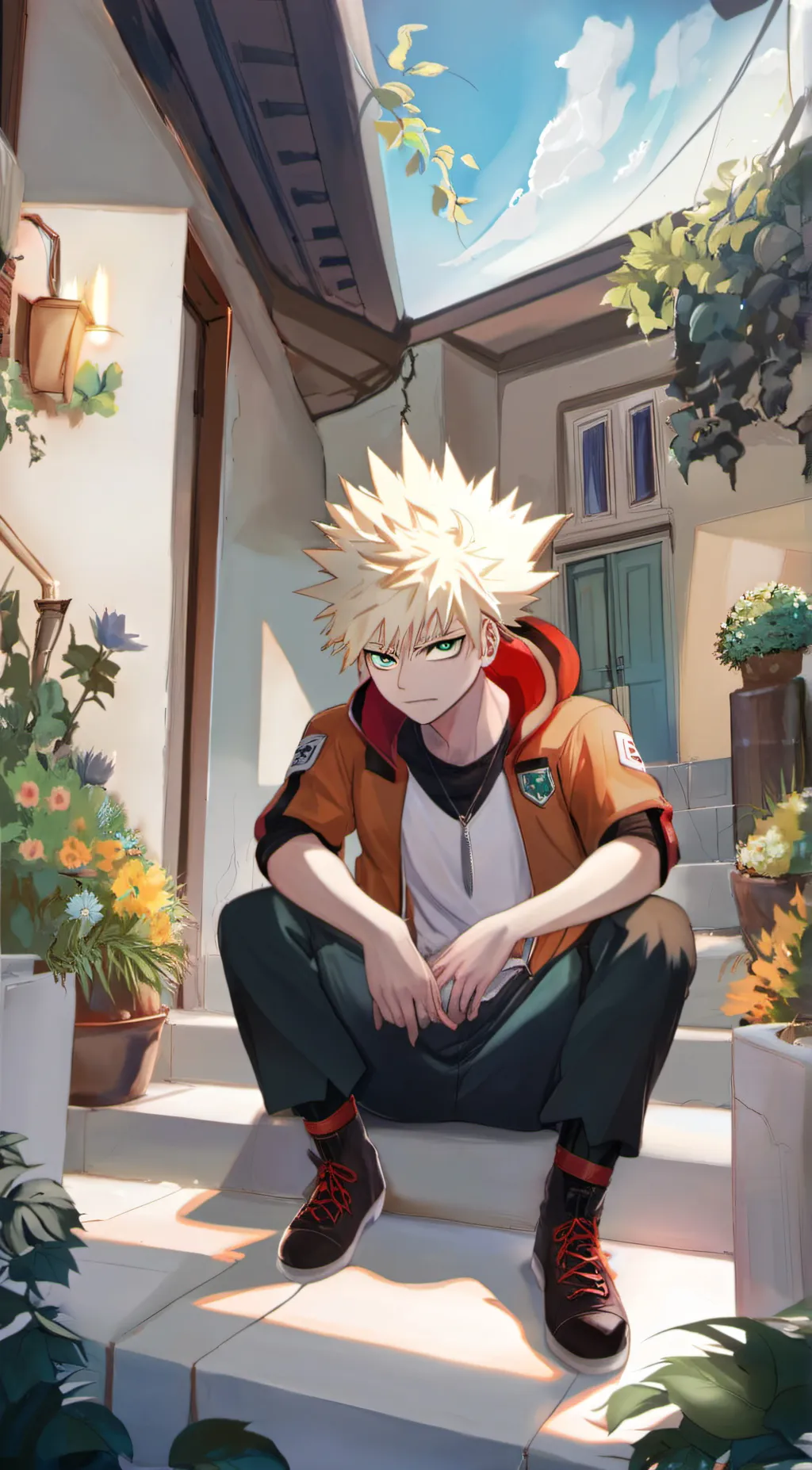ai character: Bakugo but SUS background