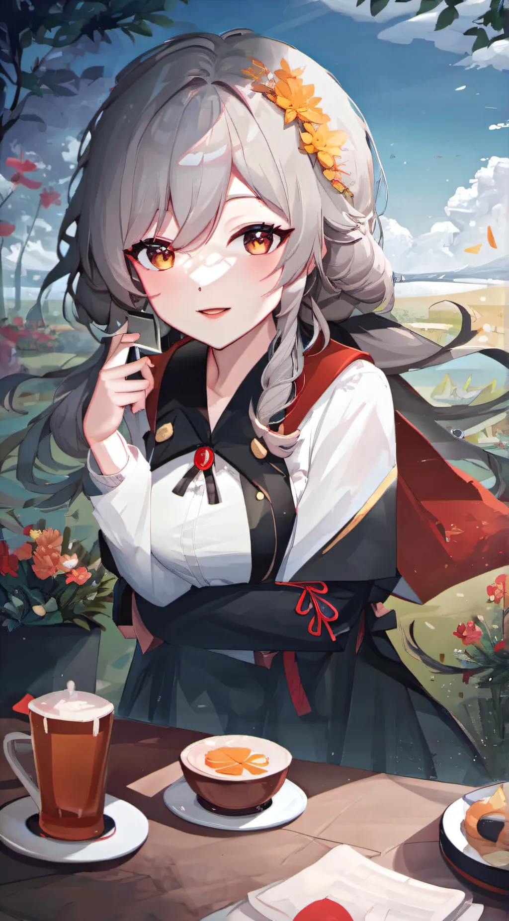 ai character: flame background