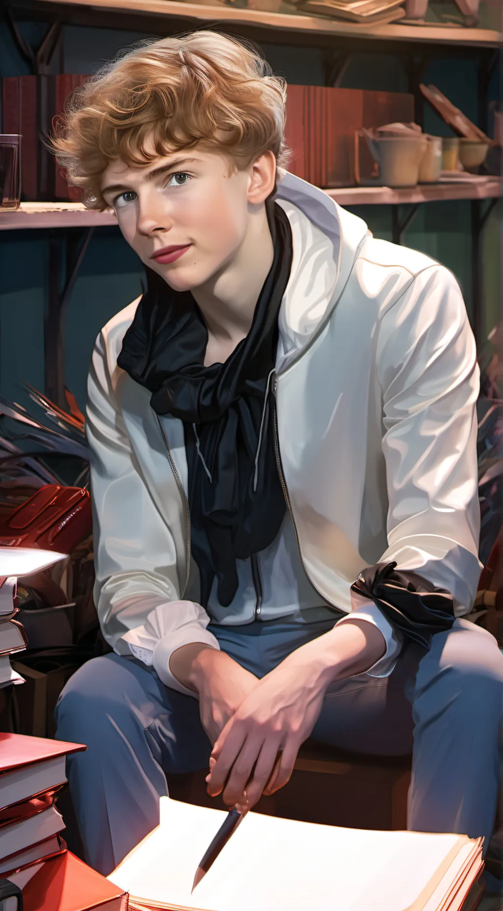 ai character: walker Scobell  background