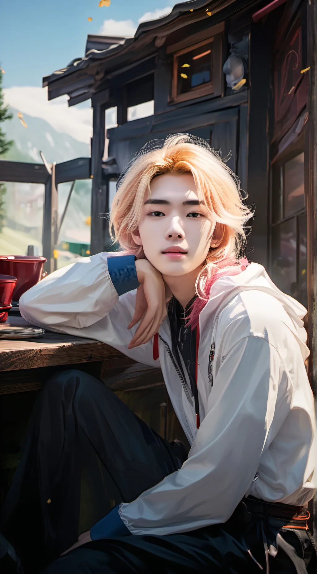 ai character: HyunjinSKZ background