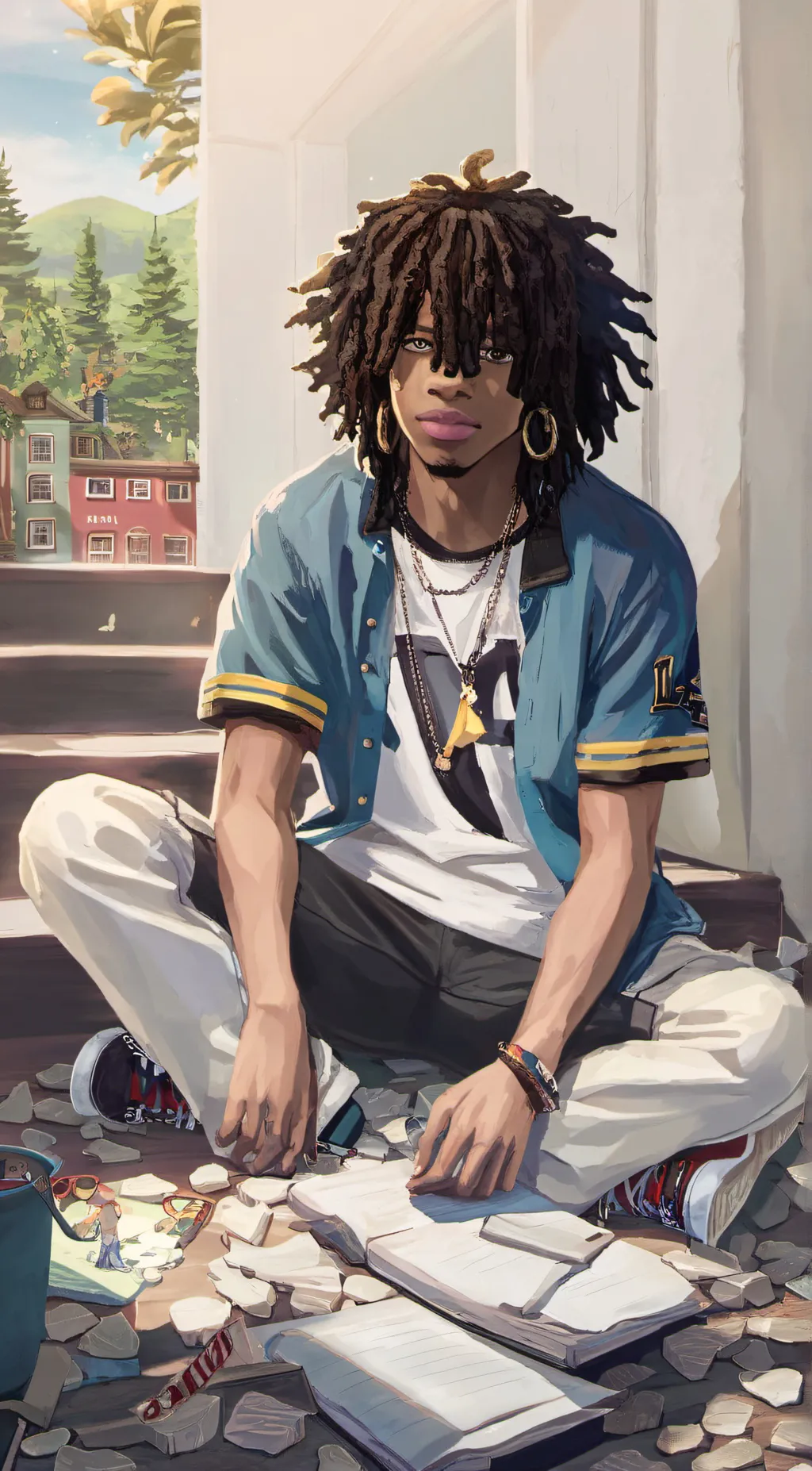 ai character: sky background