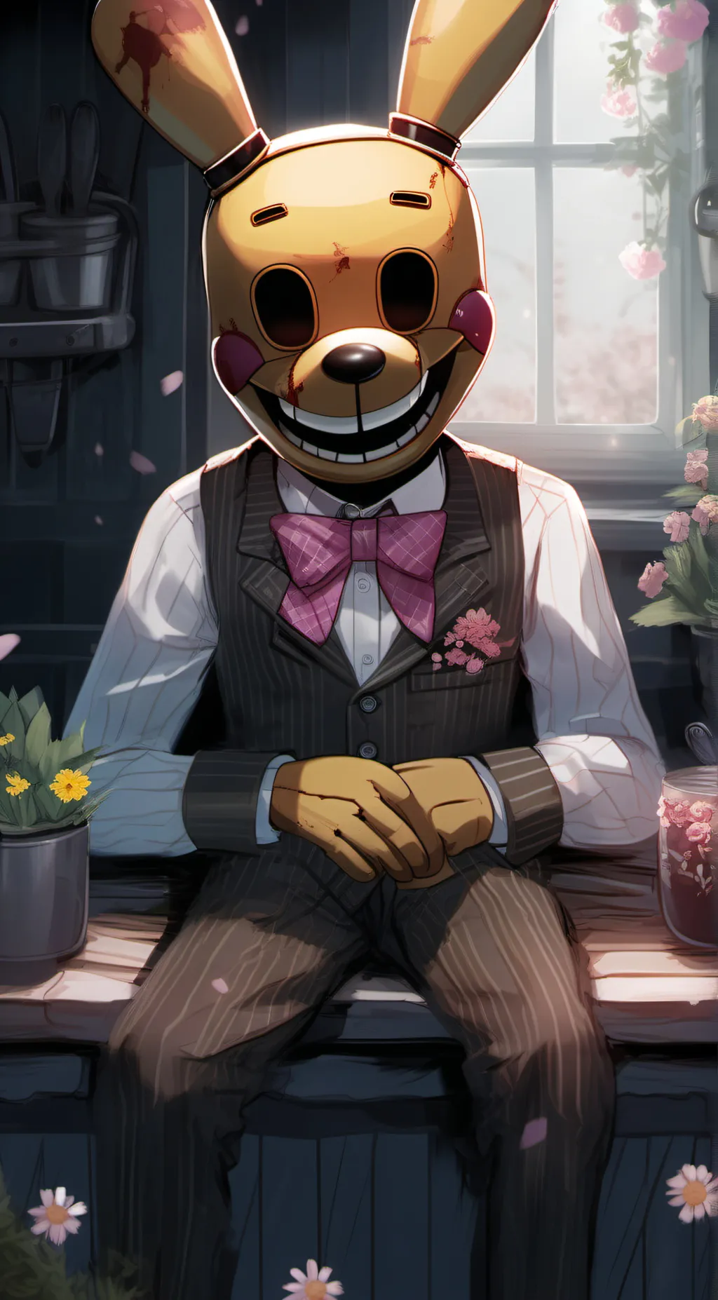 ai character: spring bonnie aka  background