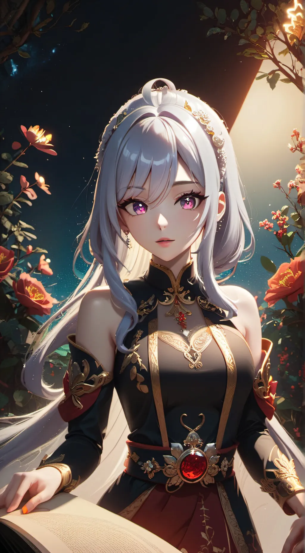 ai character: Nina Silver background