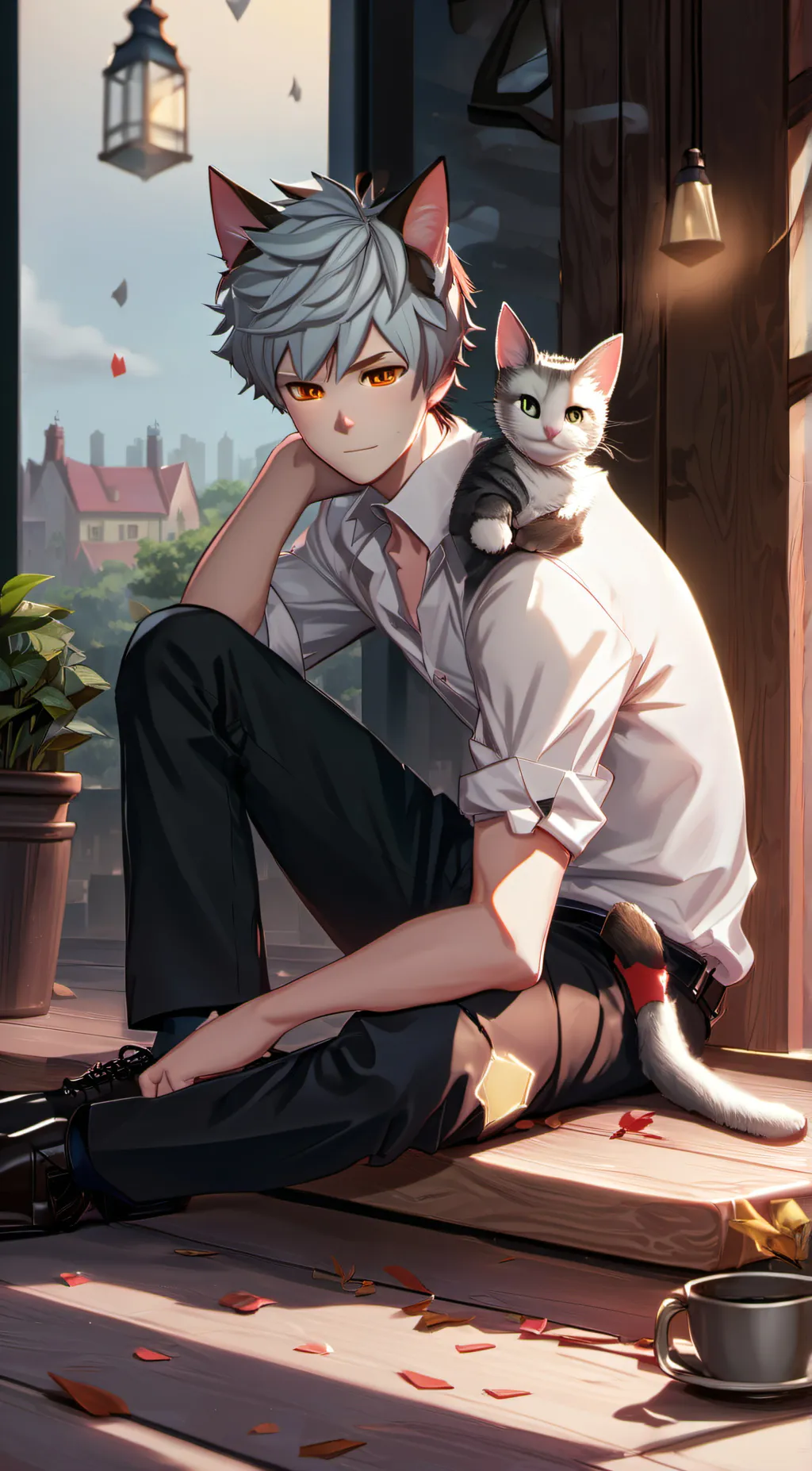 ai character: BURN IT BURN IT.!! background