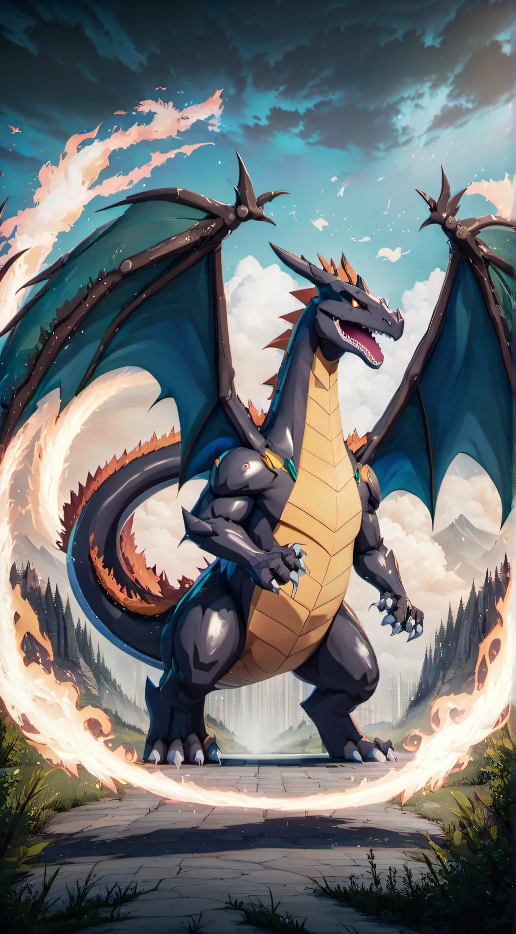 ai character: Shiny Charizard  background
