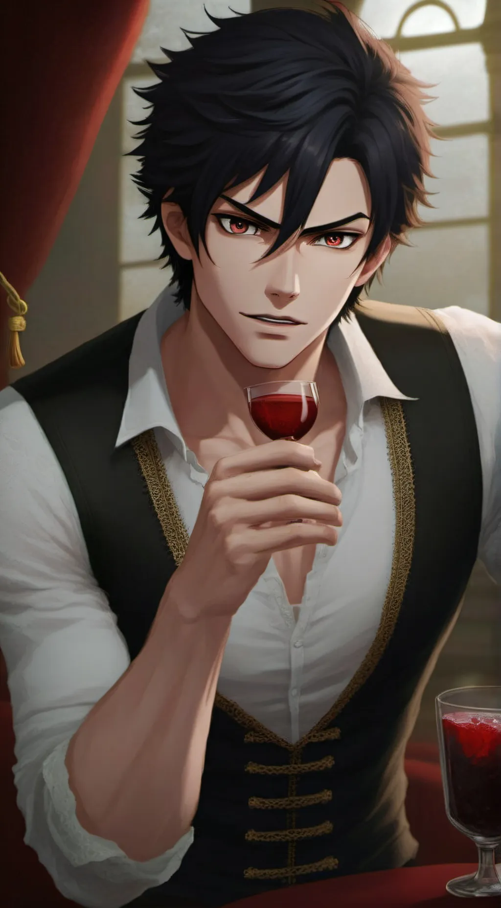 ai character: Kai crimson  background