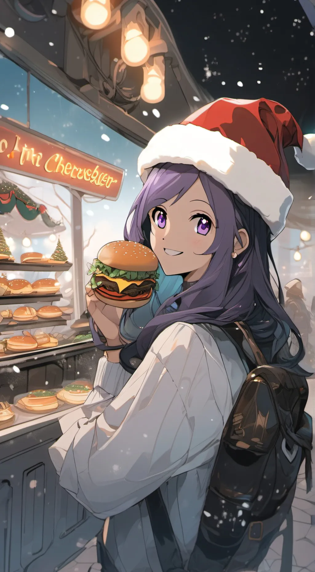 ai character: burger seller background