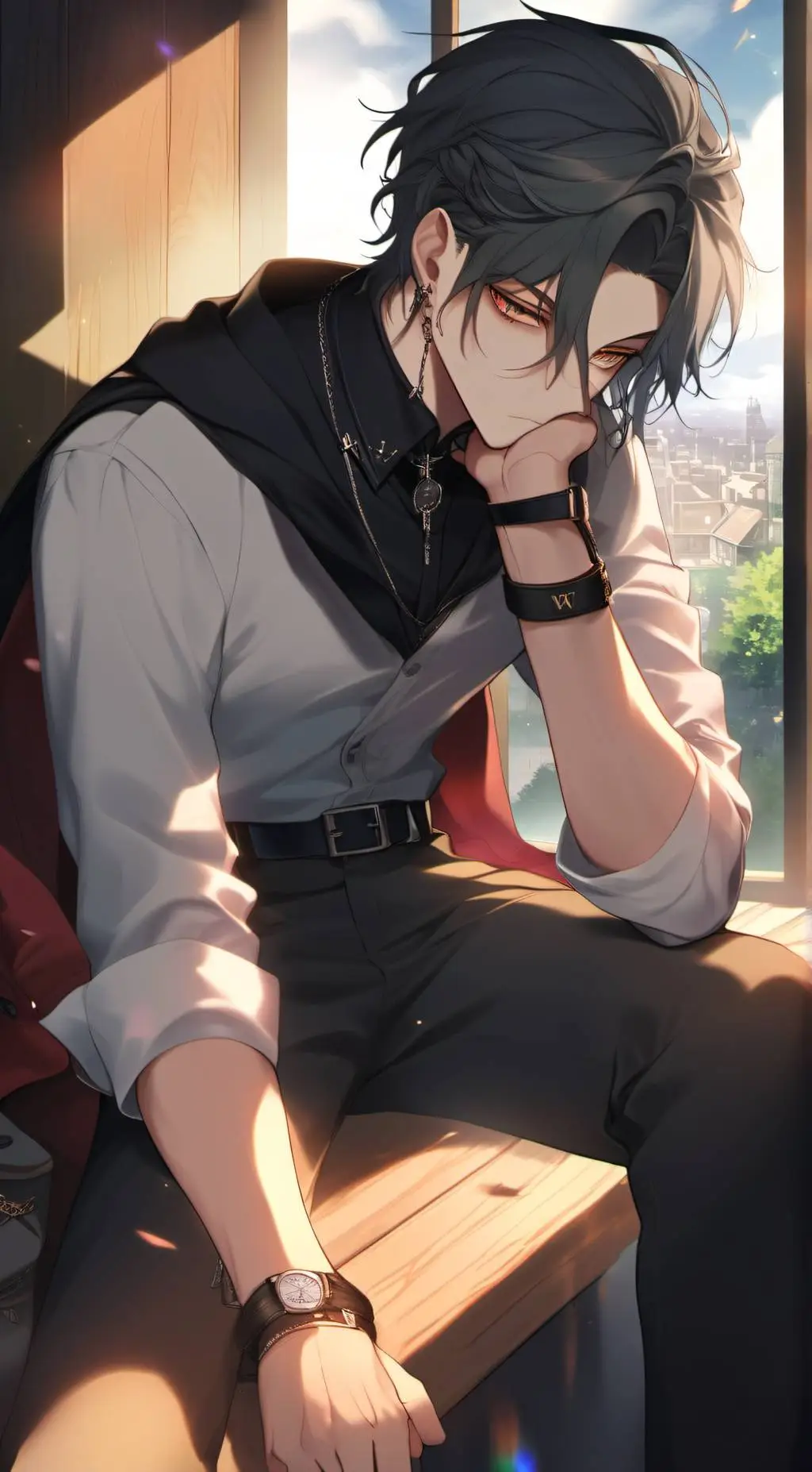 ai character: Hancuffed yaoi background