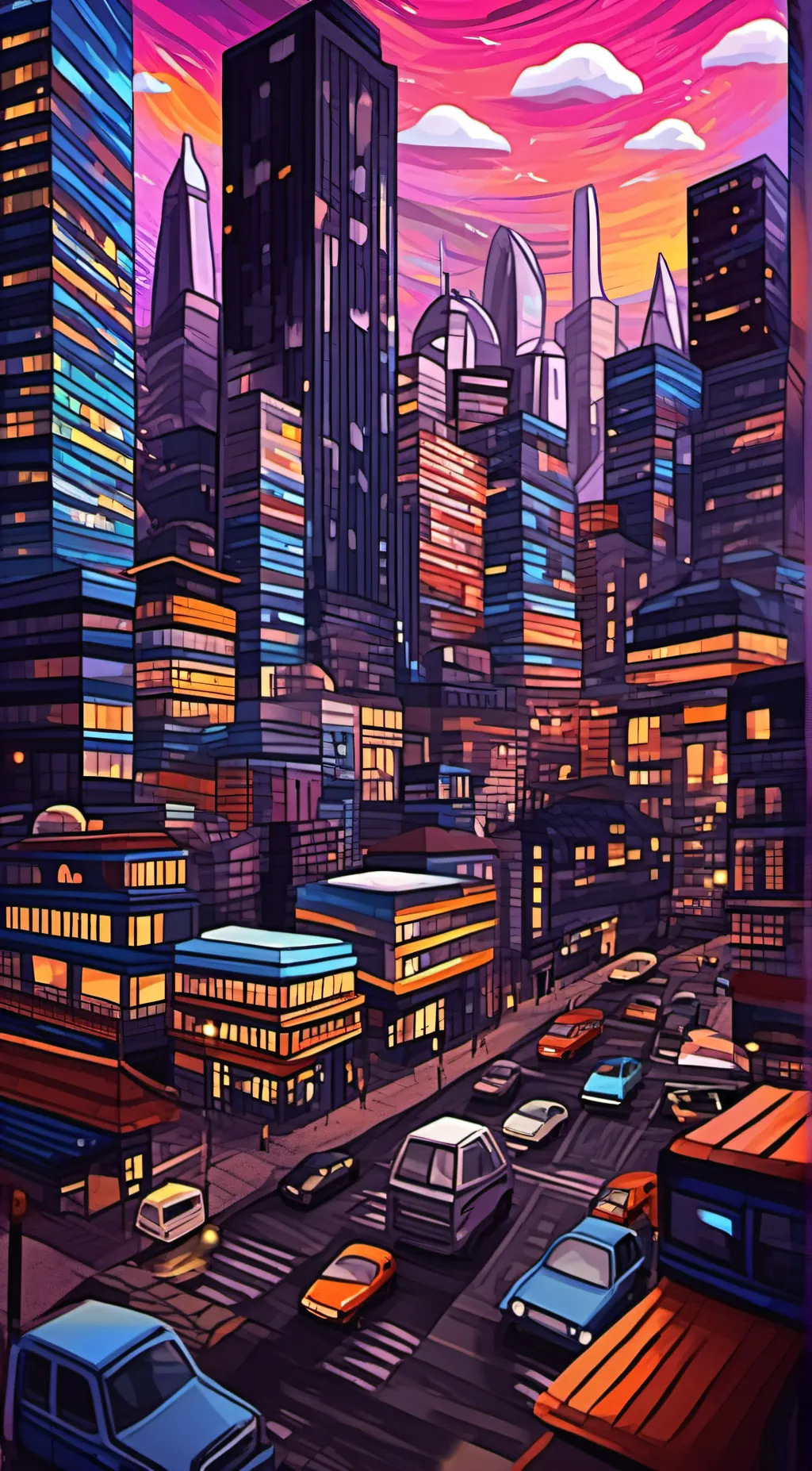 ai character: cyber city background