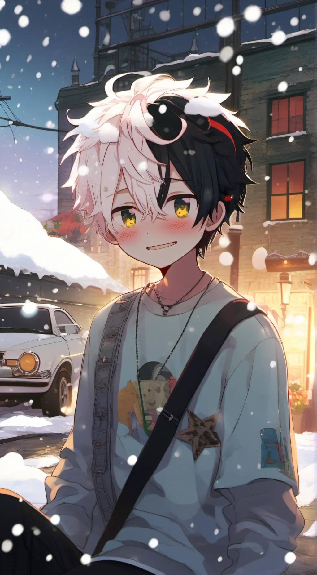 ai character: snow background