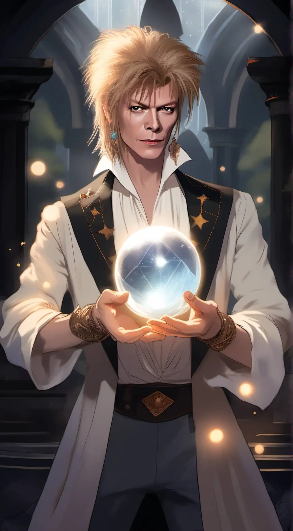 ai character: King Jareth  background