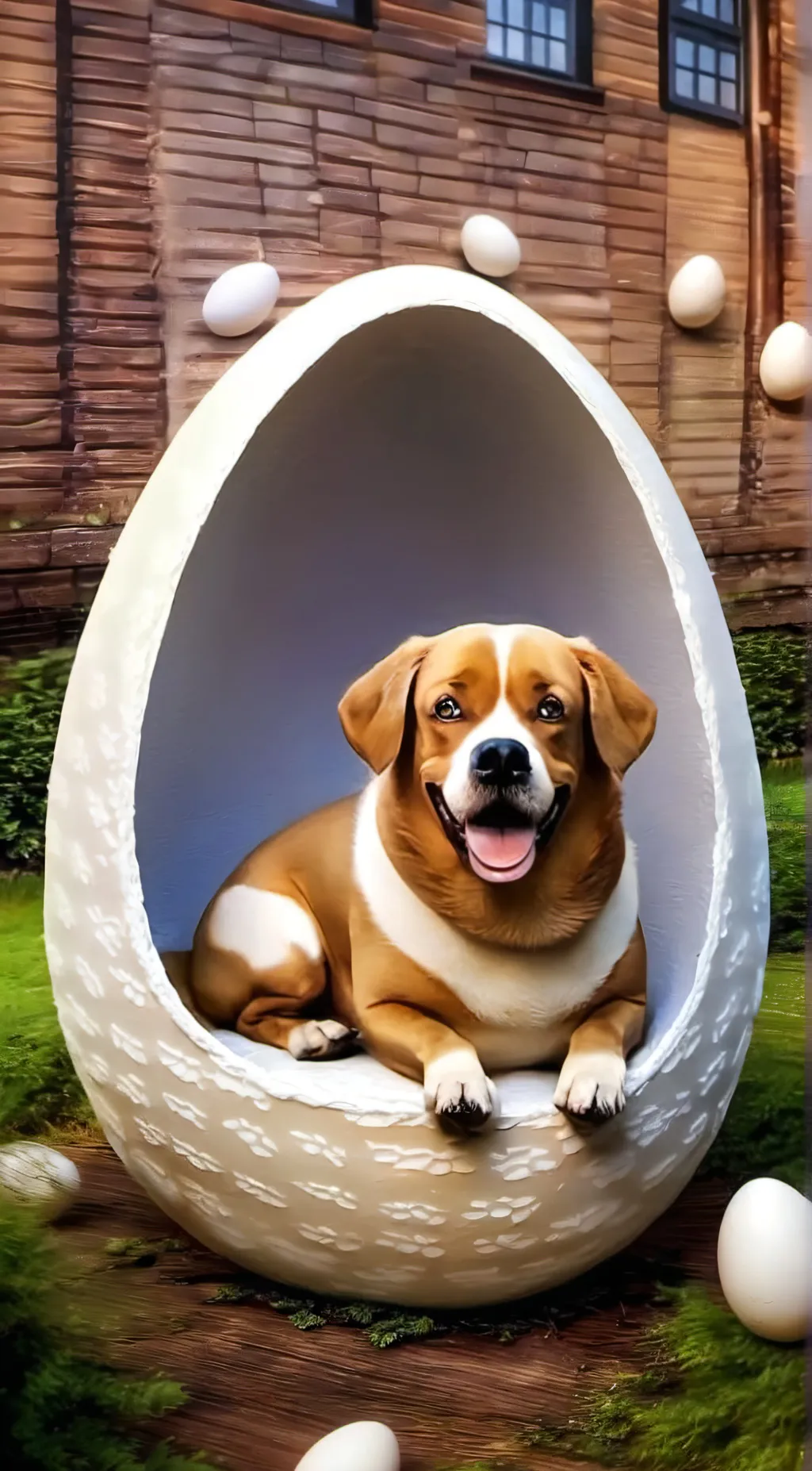 ai character: Egg dog background