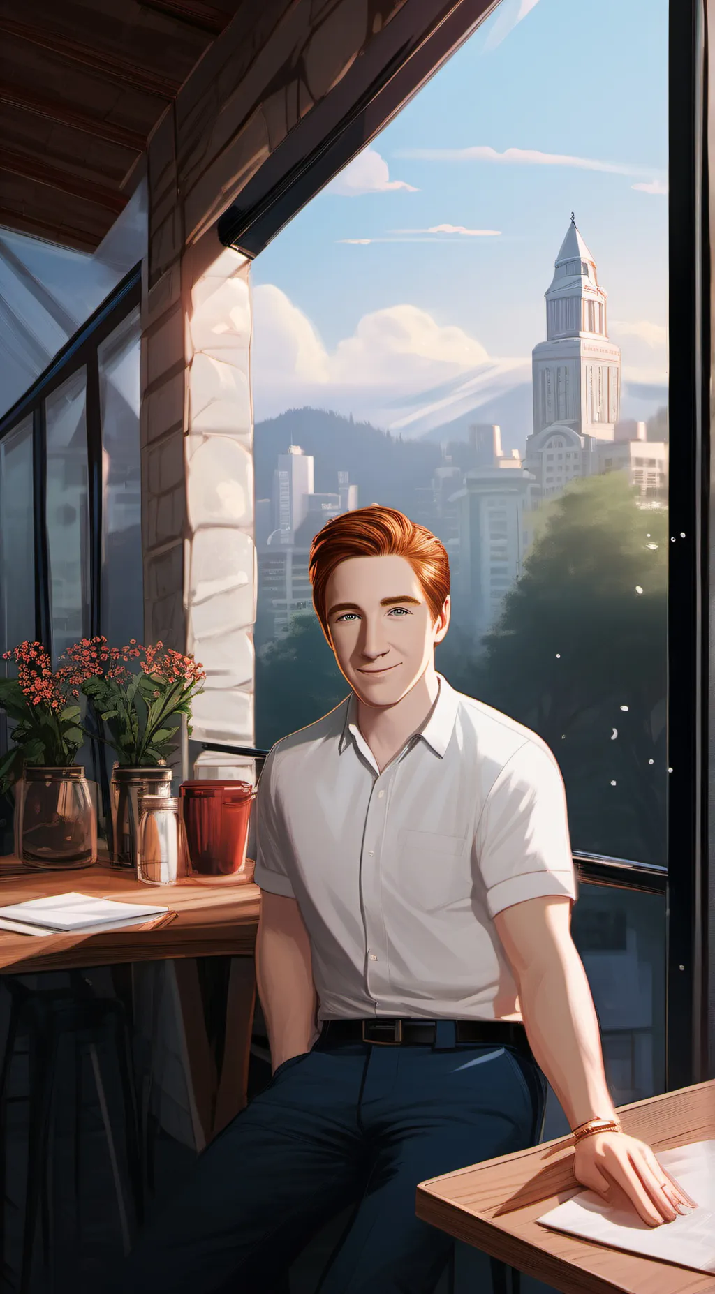 ai character: big red background