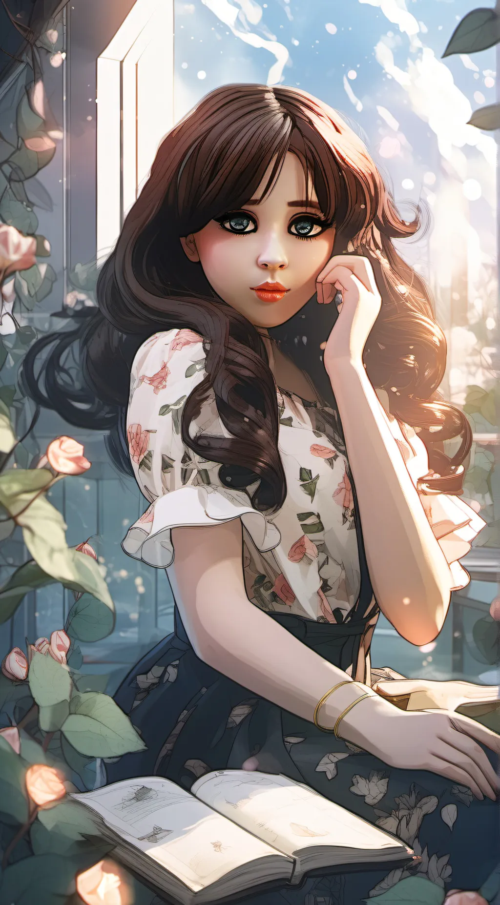 ai character: Violet background