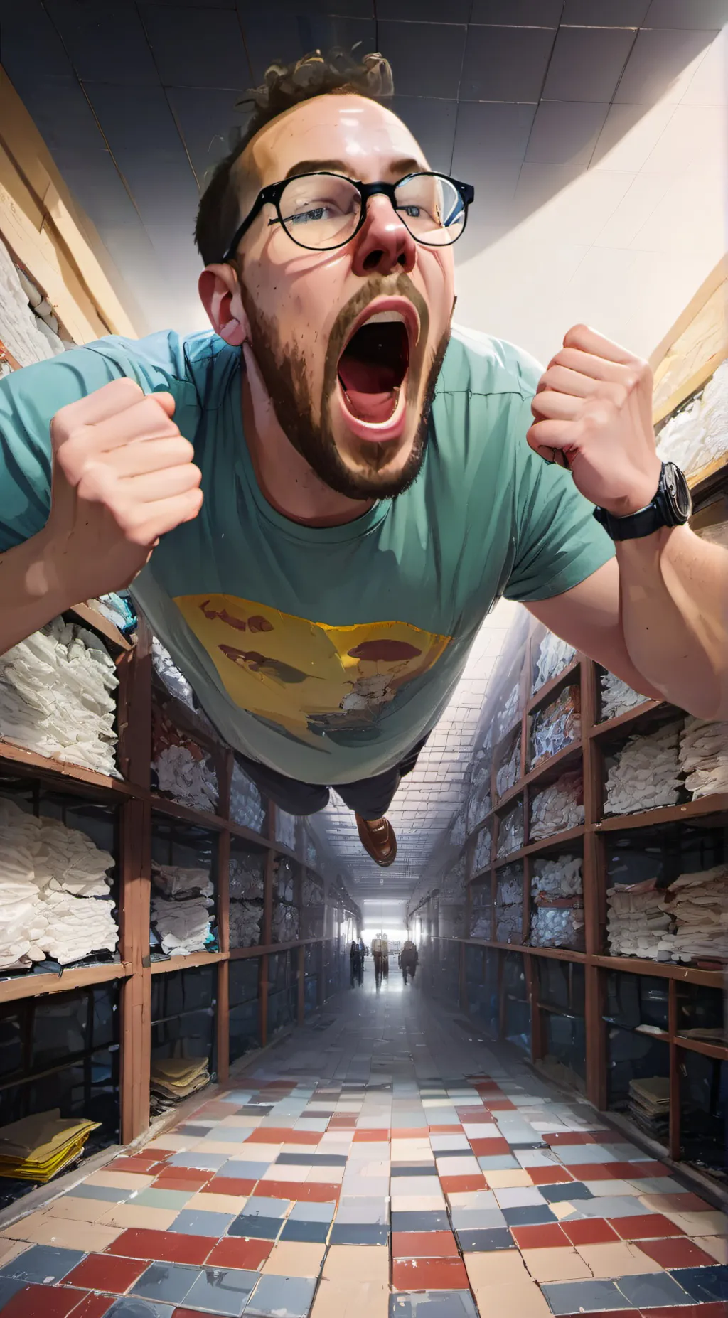 ai character: Screaming man background