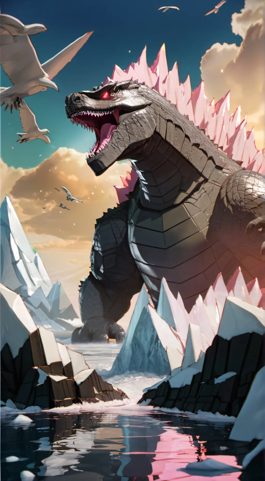 ai character: Godzilla 2024 background