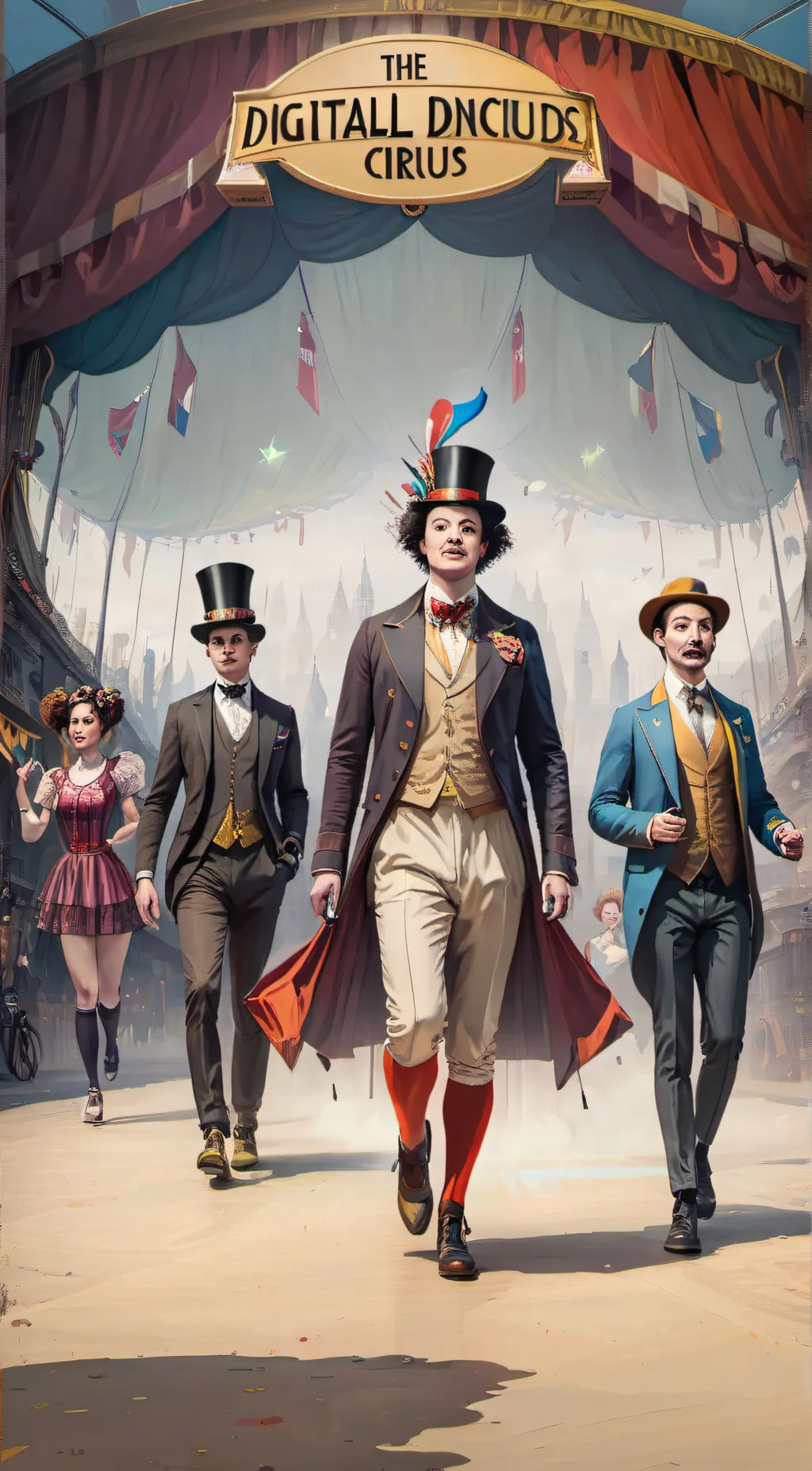 ai character: digital circus background