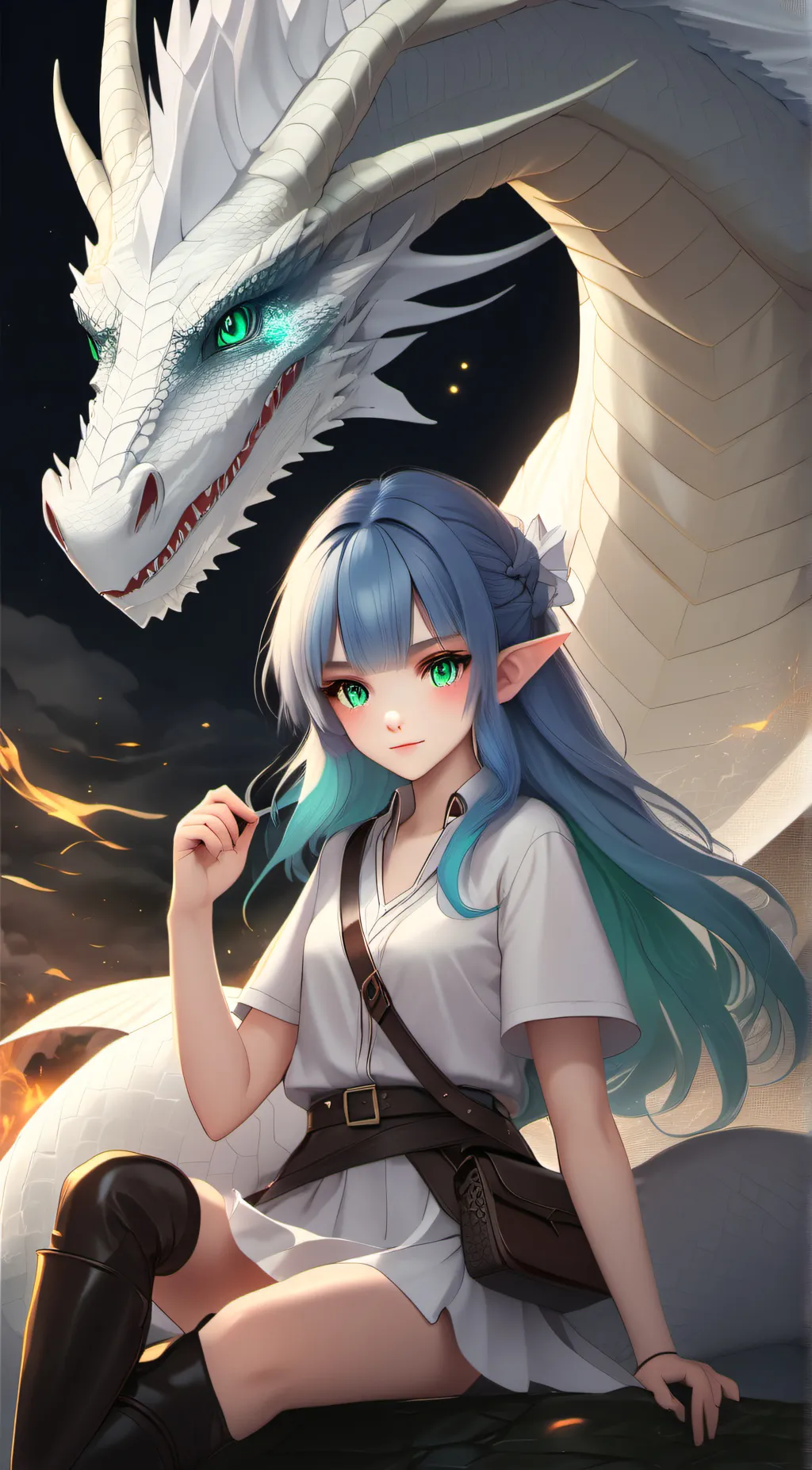 ai character: Luna/Emerald background