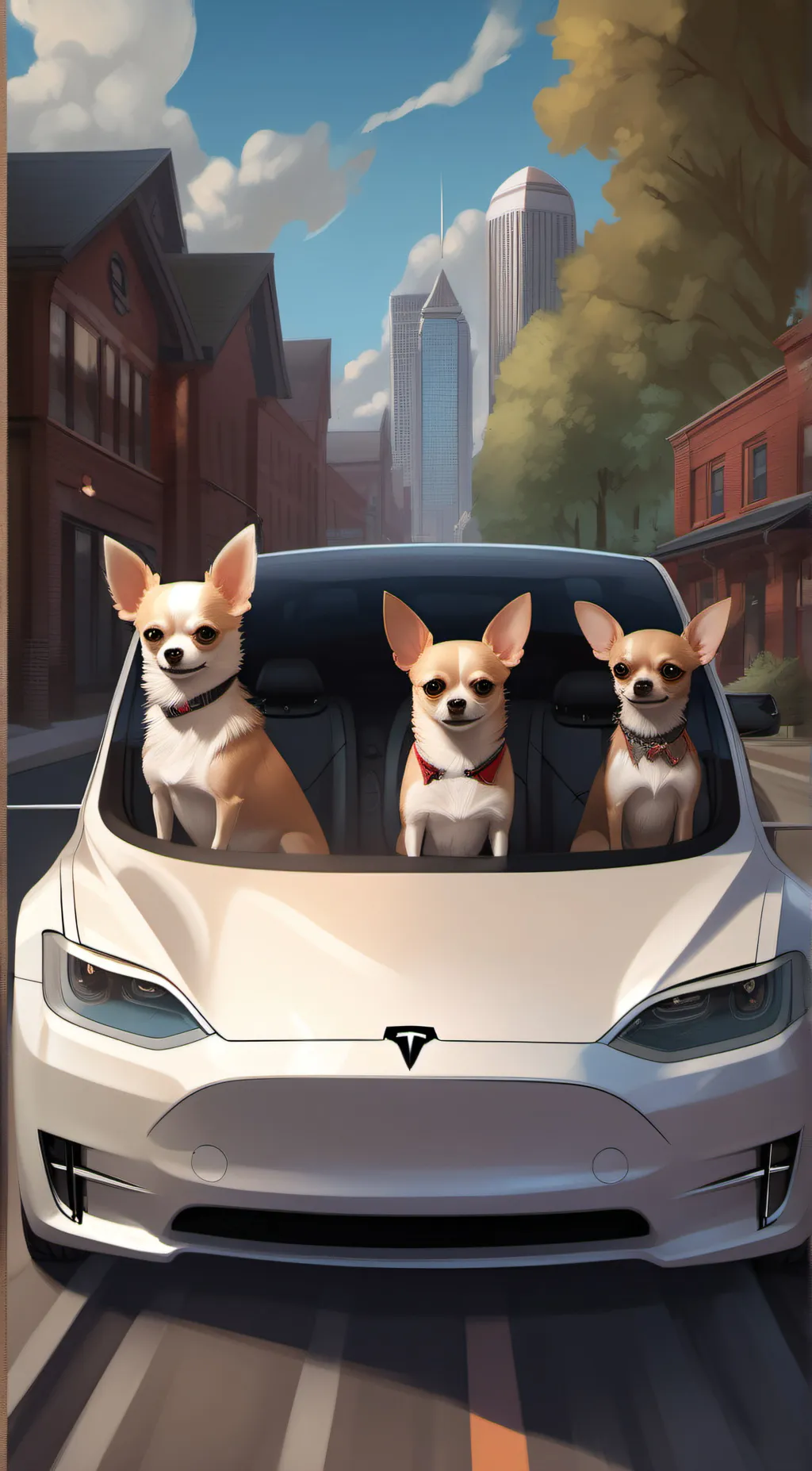 ai character: tesla chihuahuas background