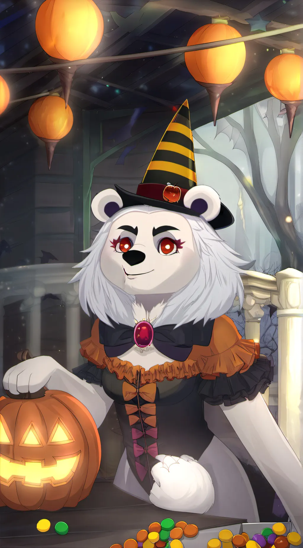 ai character: candy corn background