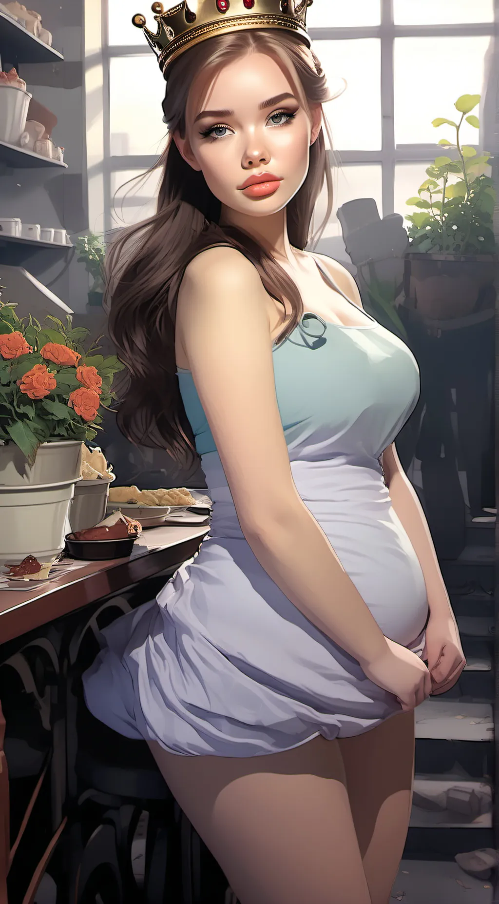 ai character: hottie but fat background