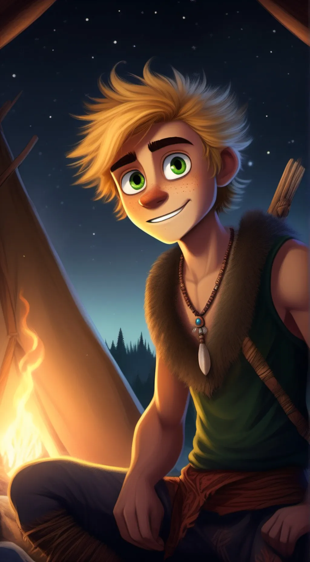 ai character: Creek background