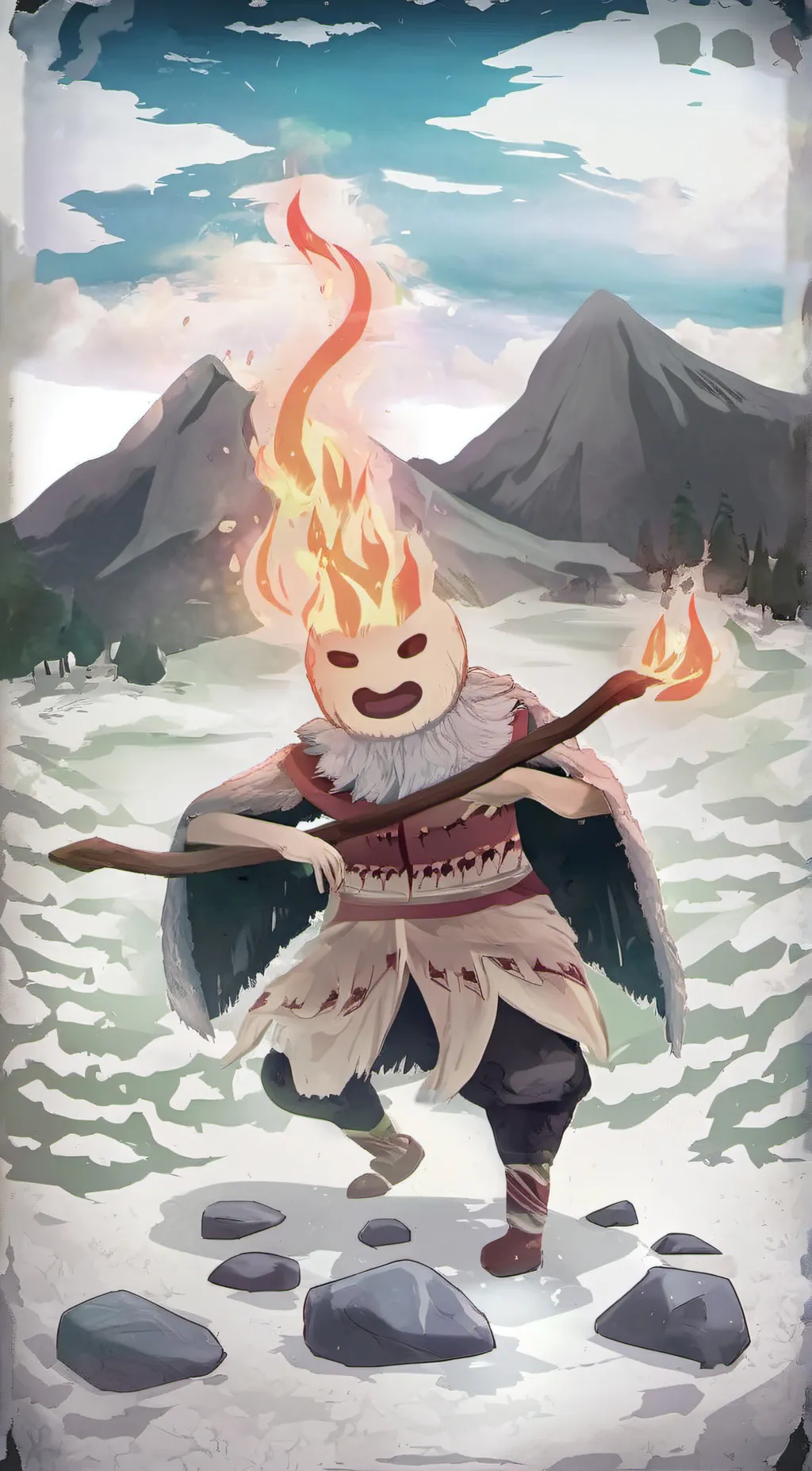 ai character: Fire spirit background
