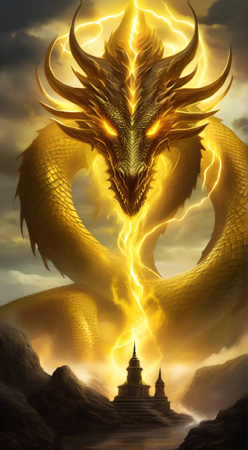 ai character: Void King Ghidorah background