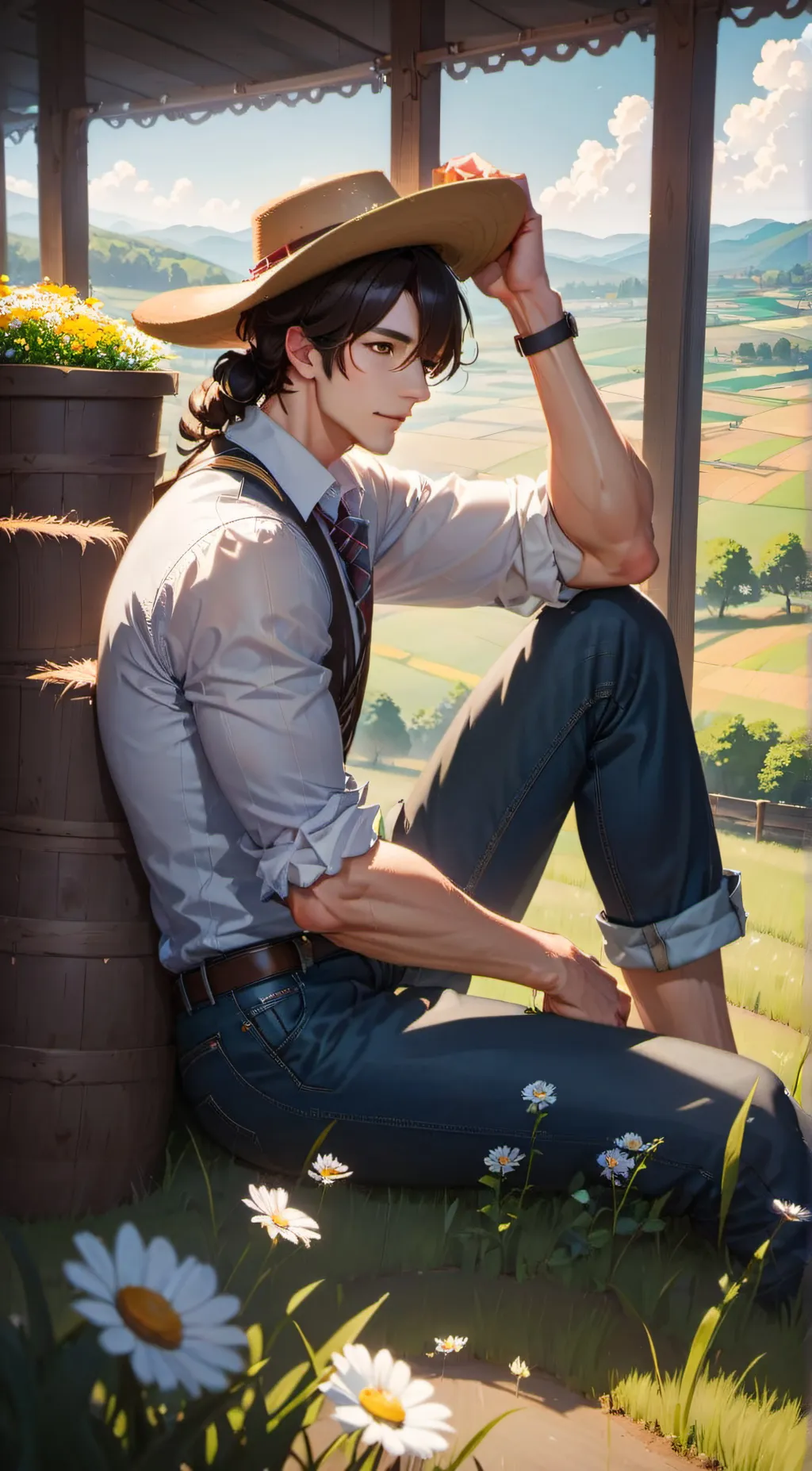 ai character: Go touch somegrass background