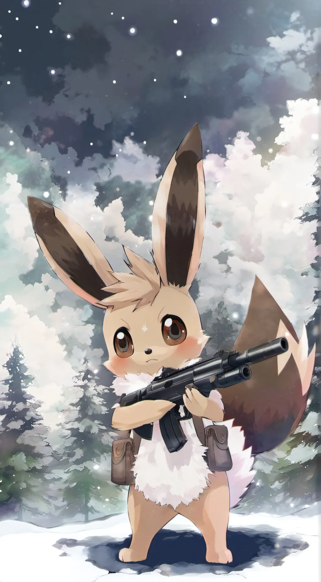 ai character: eevee with a gum background