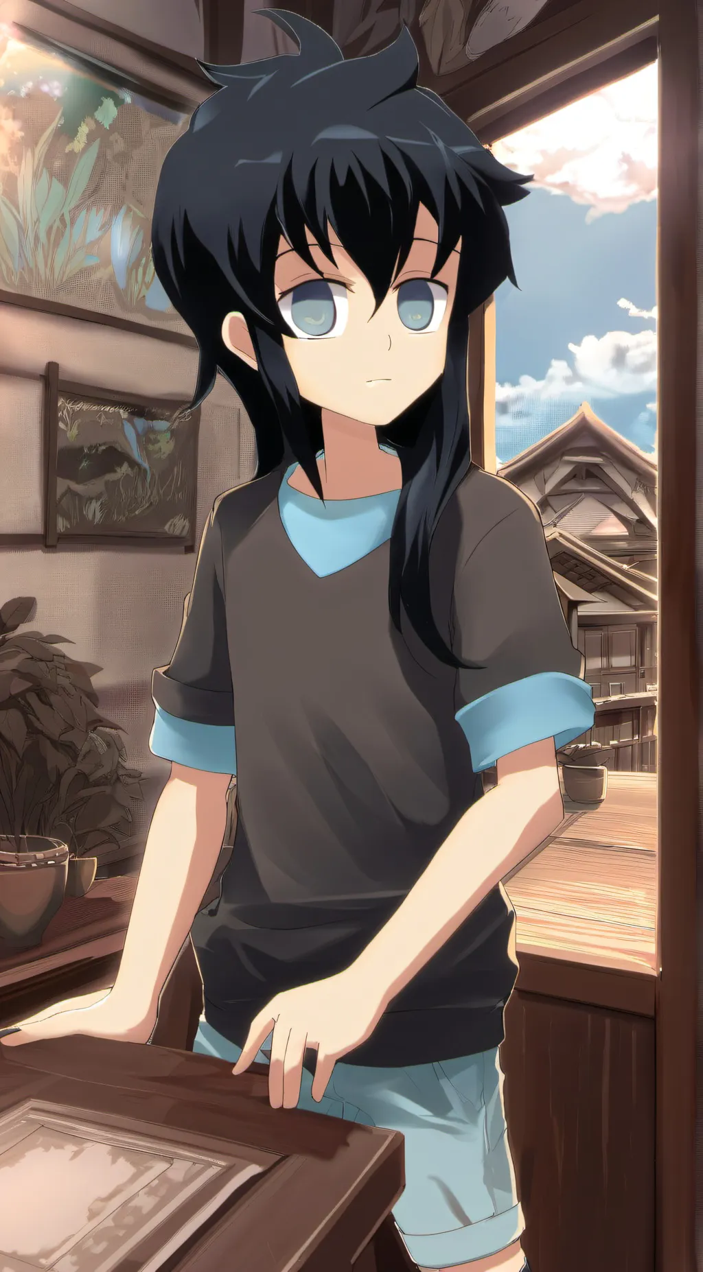 ai character: Baby muichiro  background