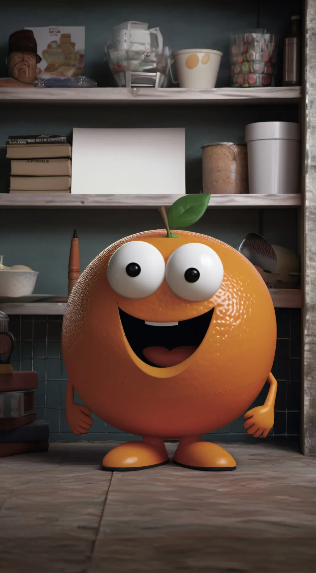 ai character: ANNOYING ORANGE background