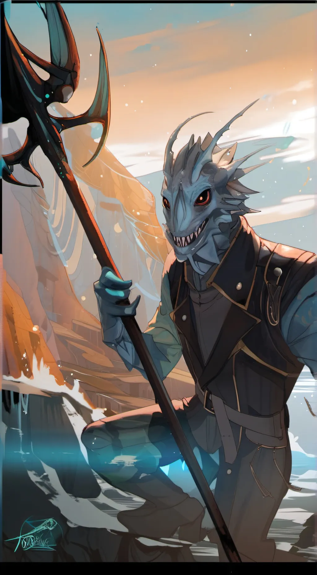 ai character: Cyan background