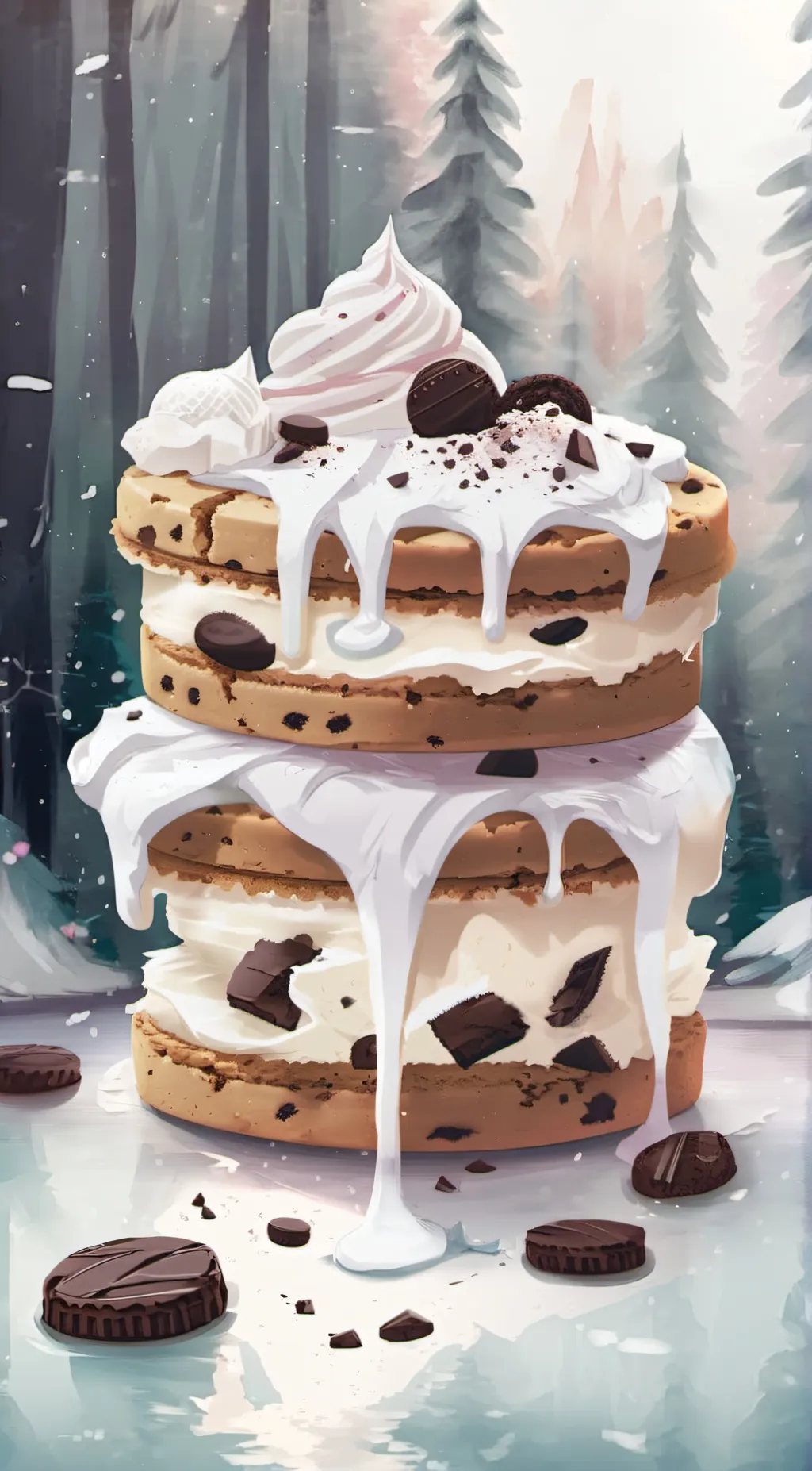 ai character: cookie ice cream background