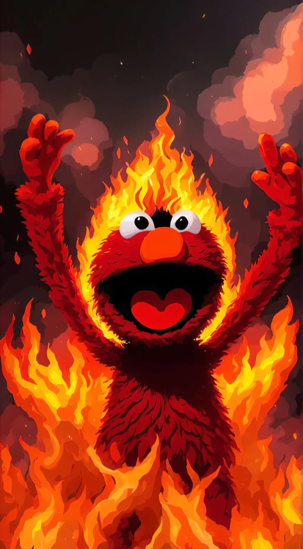 ai character: someone help Elmo background