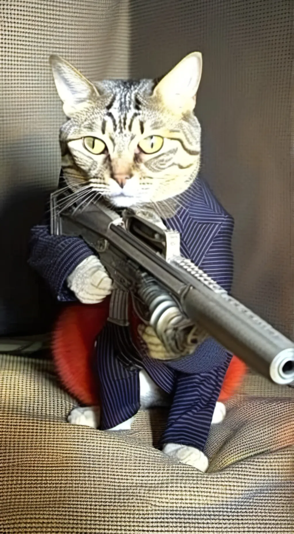 ai character: Cat With A Gun background