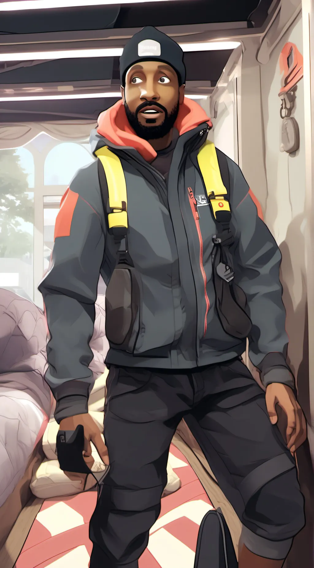 ai character: skibidi cozy  background