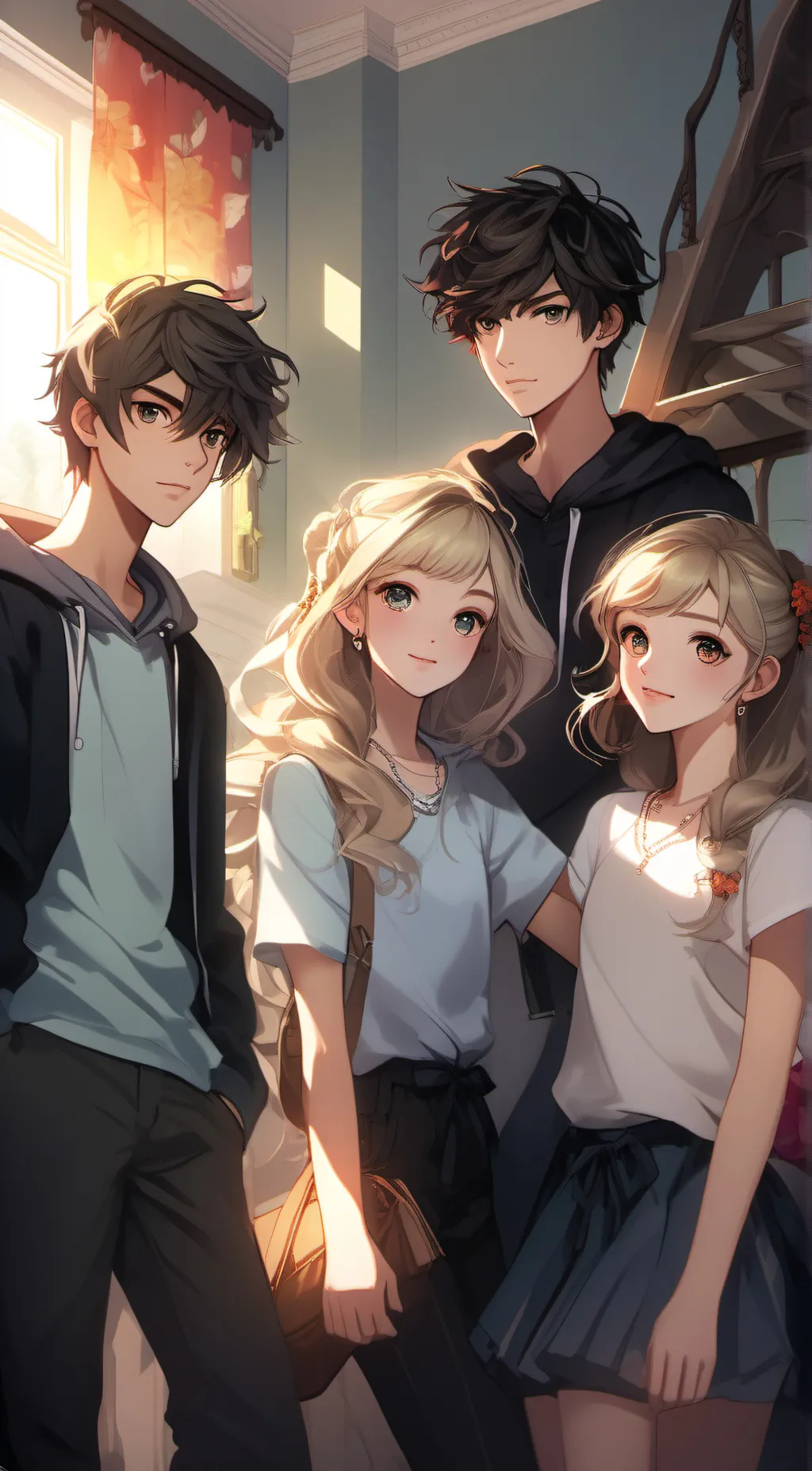 ai character: 4 teens  background
