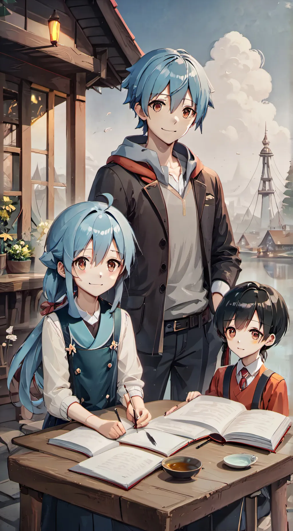 ai character: Liam Lilly Lisa  background