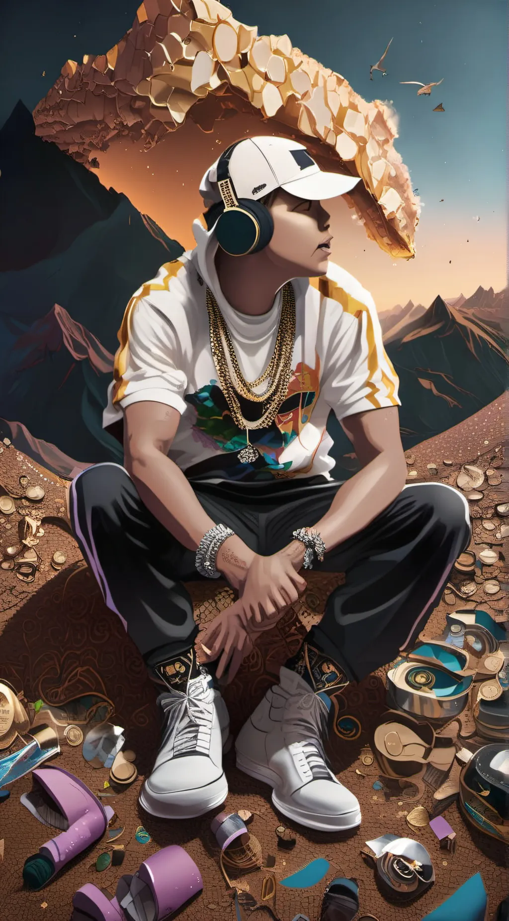 ai character: rap battle background