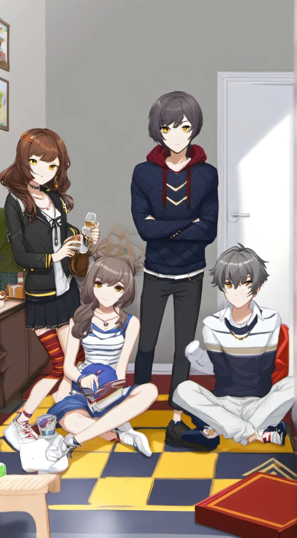 ai character: The dorm party  background