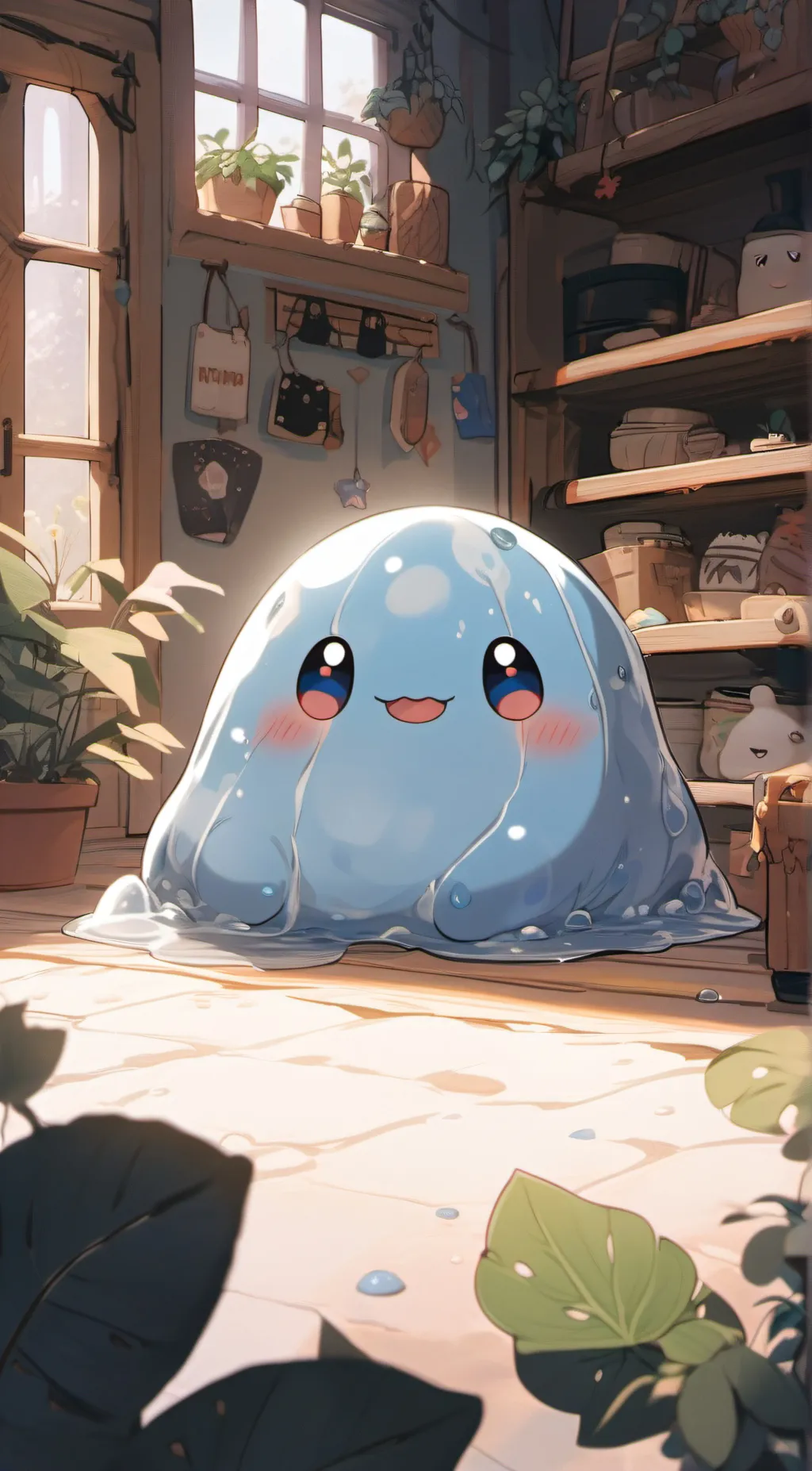 ai character: blue slime background