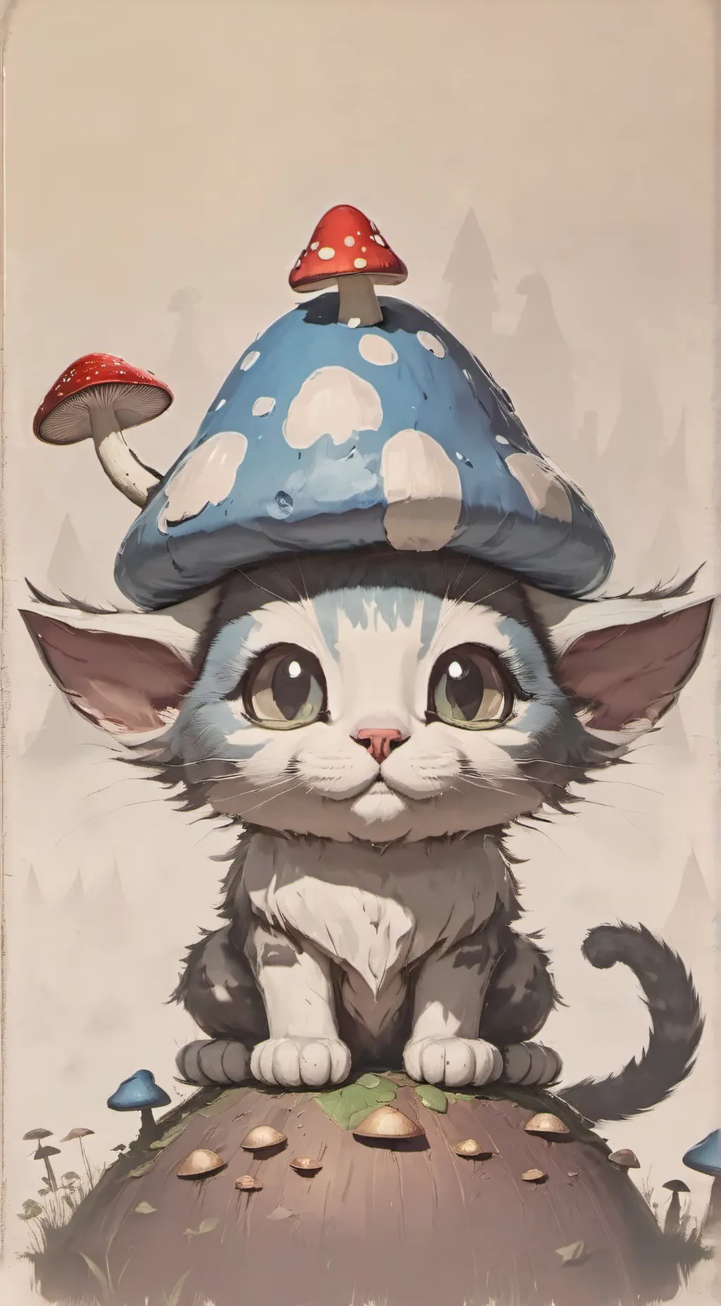 ai character: Smurf cat 😺😺😺😺😺😺🍄🍄 background