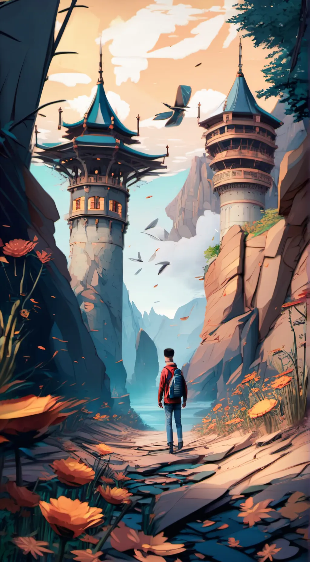 ai character: boy Castle background