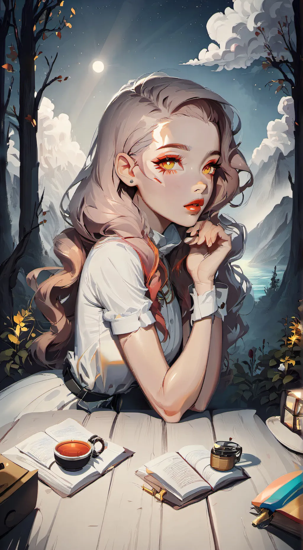 ai character: Elaine Akari background